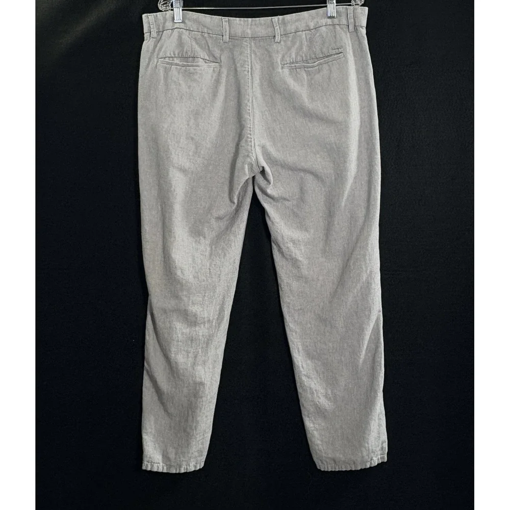 PORTER & ASH Men Linen Blend Pants Sz 34 Gray Coastal Beach Preppy Resort 8a-4